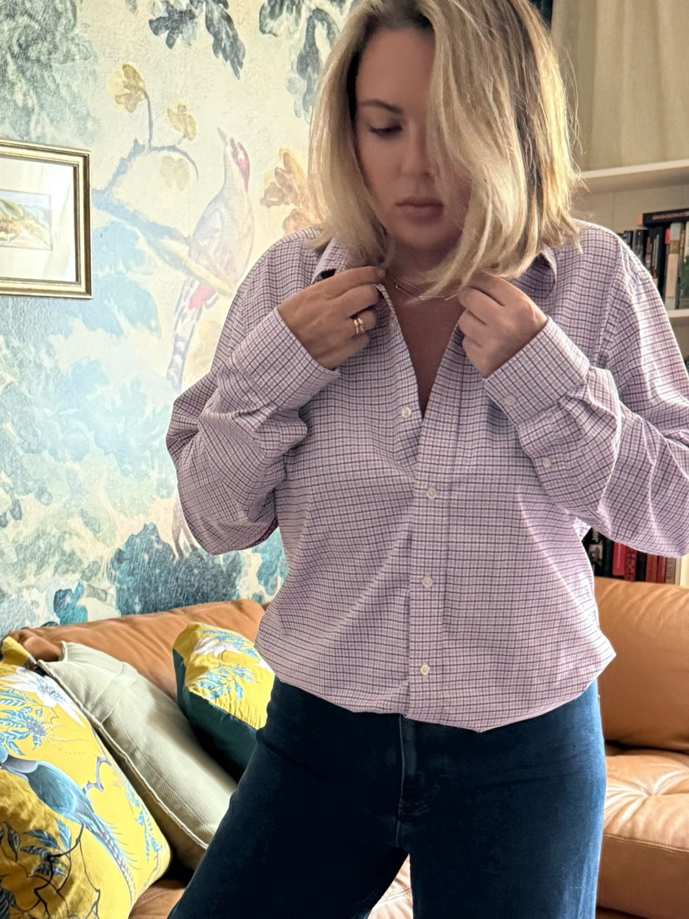 Vintage Ralph Lauren Pink and Navy Plaid Button-Up Shirt